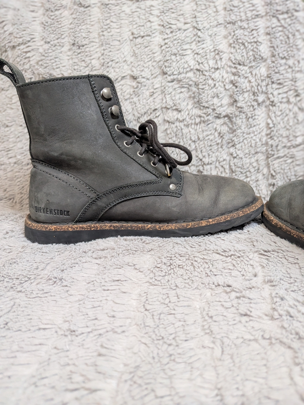 Birkenstock Women's Gray Leather Lace-Up Work Boot Size 37